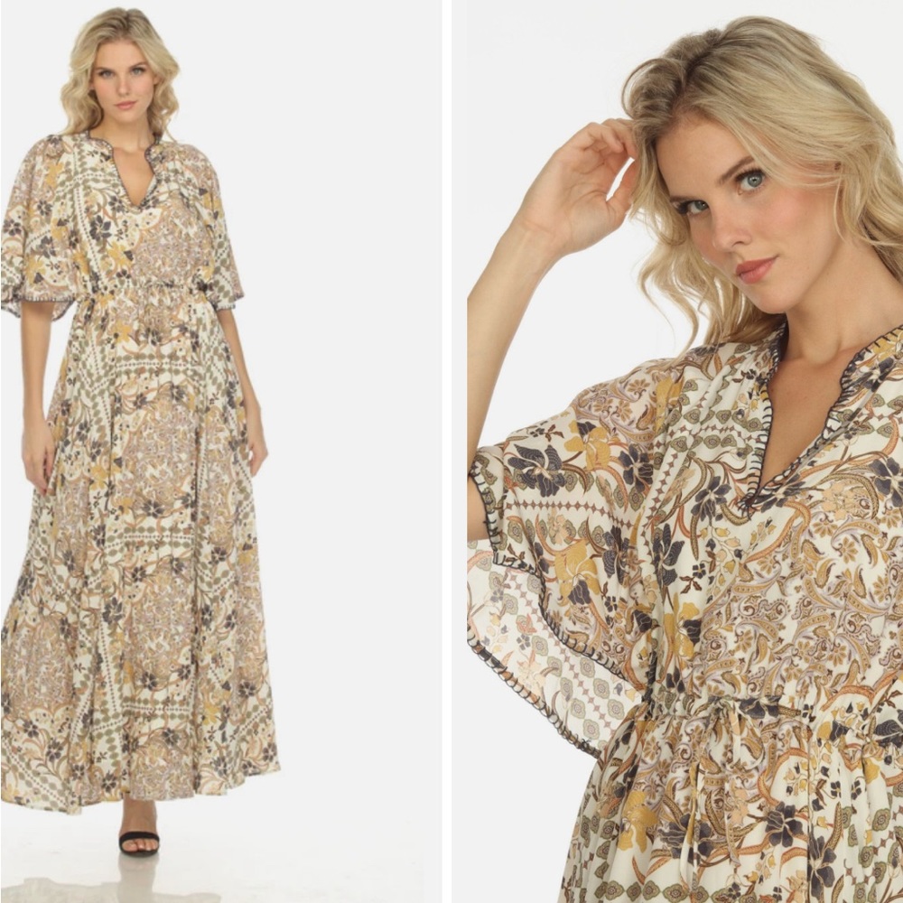Johnny Was Boho Cruz Silk Floral Maxi dress. UEC. Large